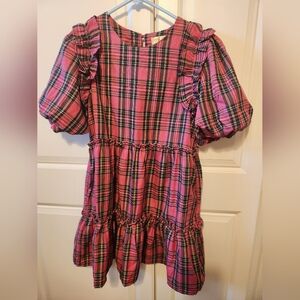 Pink Plaid Ruffle Dress